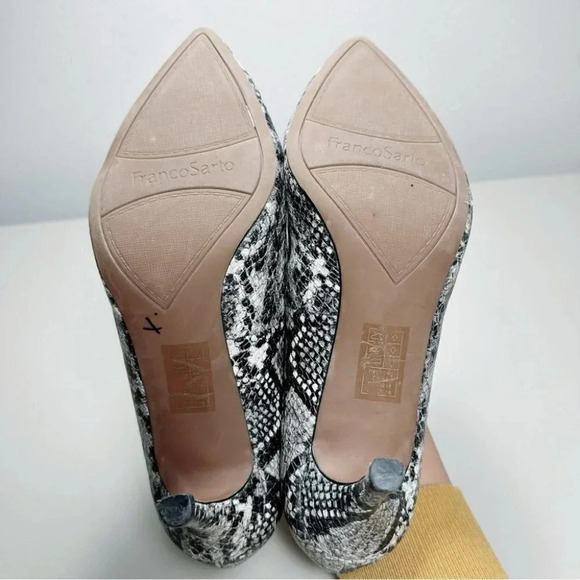 FRANCO SARTO Bellini  Pumps Snake Print Heel Pointed Toe Shoes - Picture 10 of 14